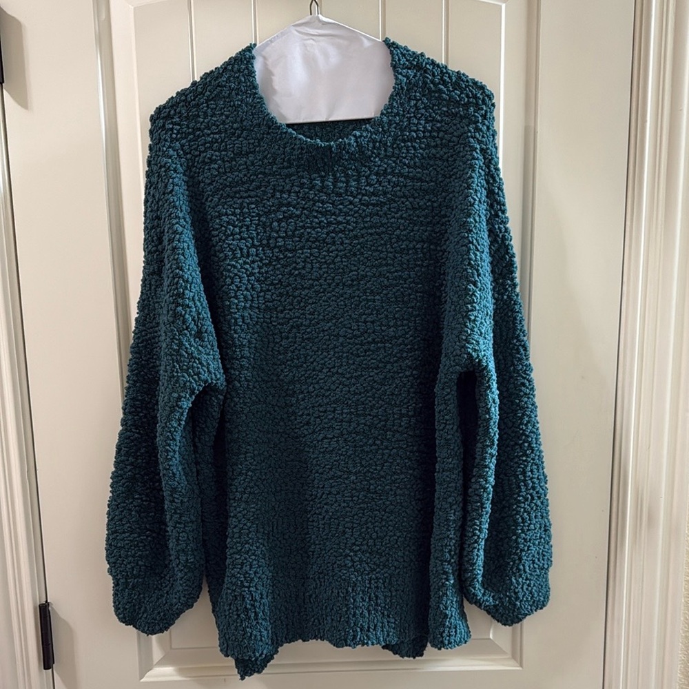 Cozy Teal Maternity Sweater